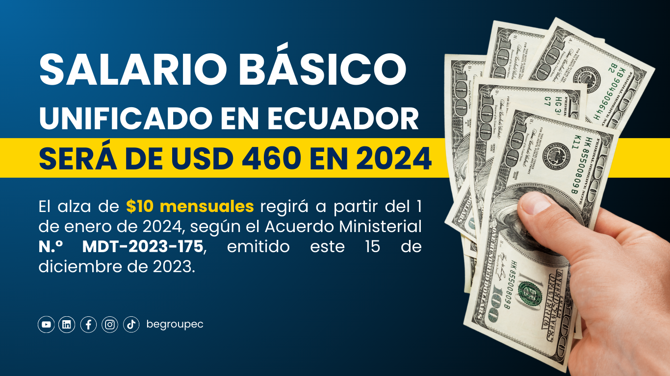 Salario Básico Unificado en Ecuador será de USD 460 en 2024 Begroup EC